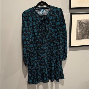 Draper James Neck Tie Flounce Floral Shift Dress